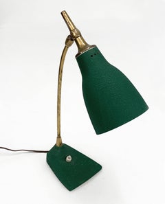 Midcentury Gebrüder Cosack Adjustable Green Brass and Cast Iron Table Lamp 1950s
