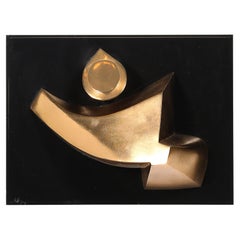 Sculpture murale abstraite géométrique du milieu du siècle dernier en bronze doré signée Emile Gilioli