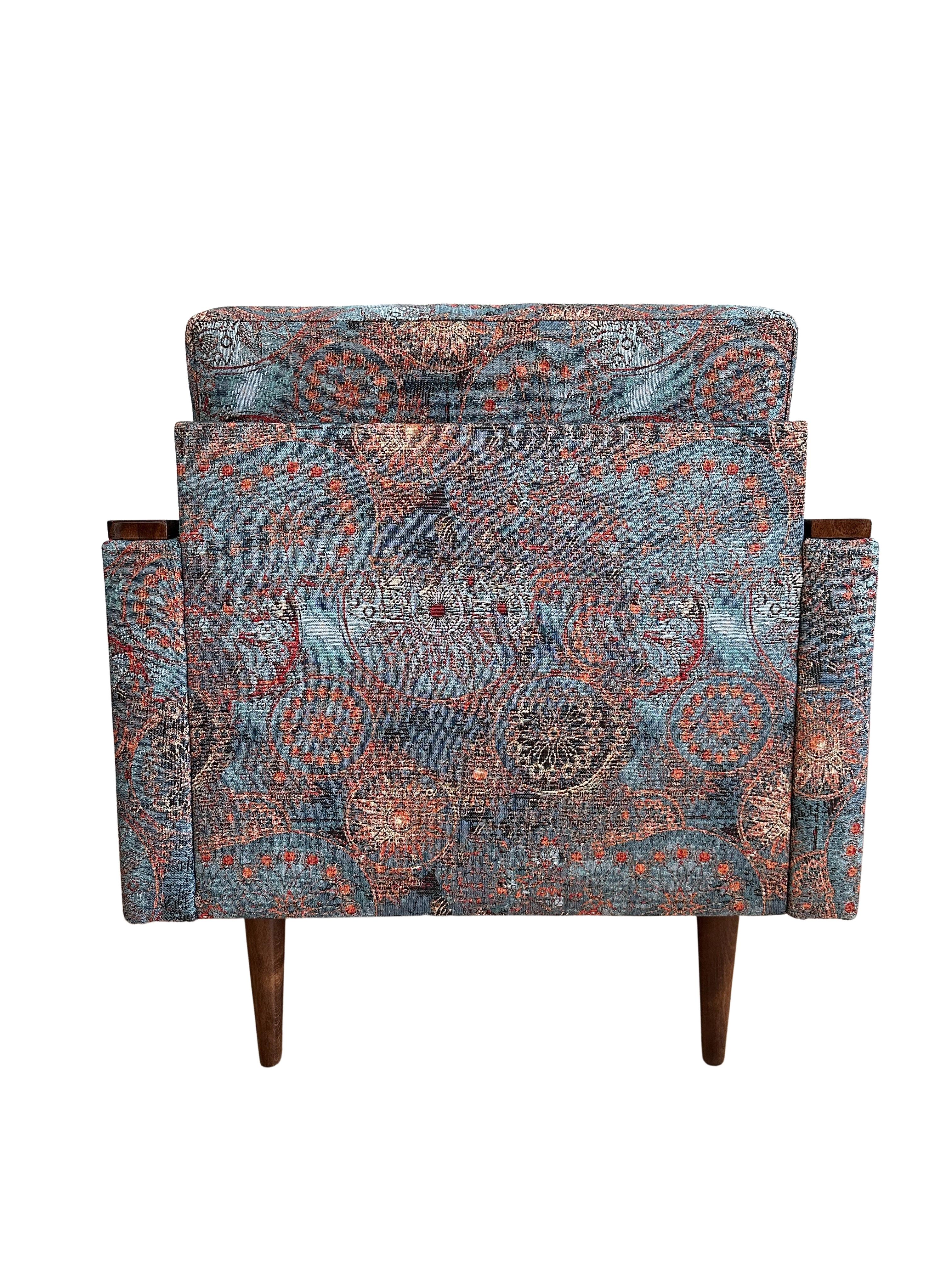 Midcentury Geometric Armchair with Ethnic Pattern, Europe, 1970s For Sale 2