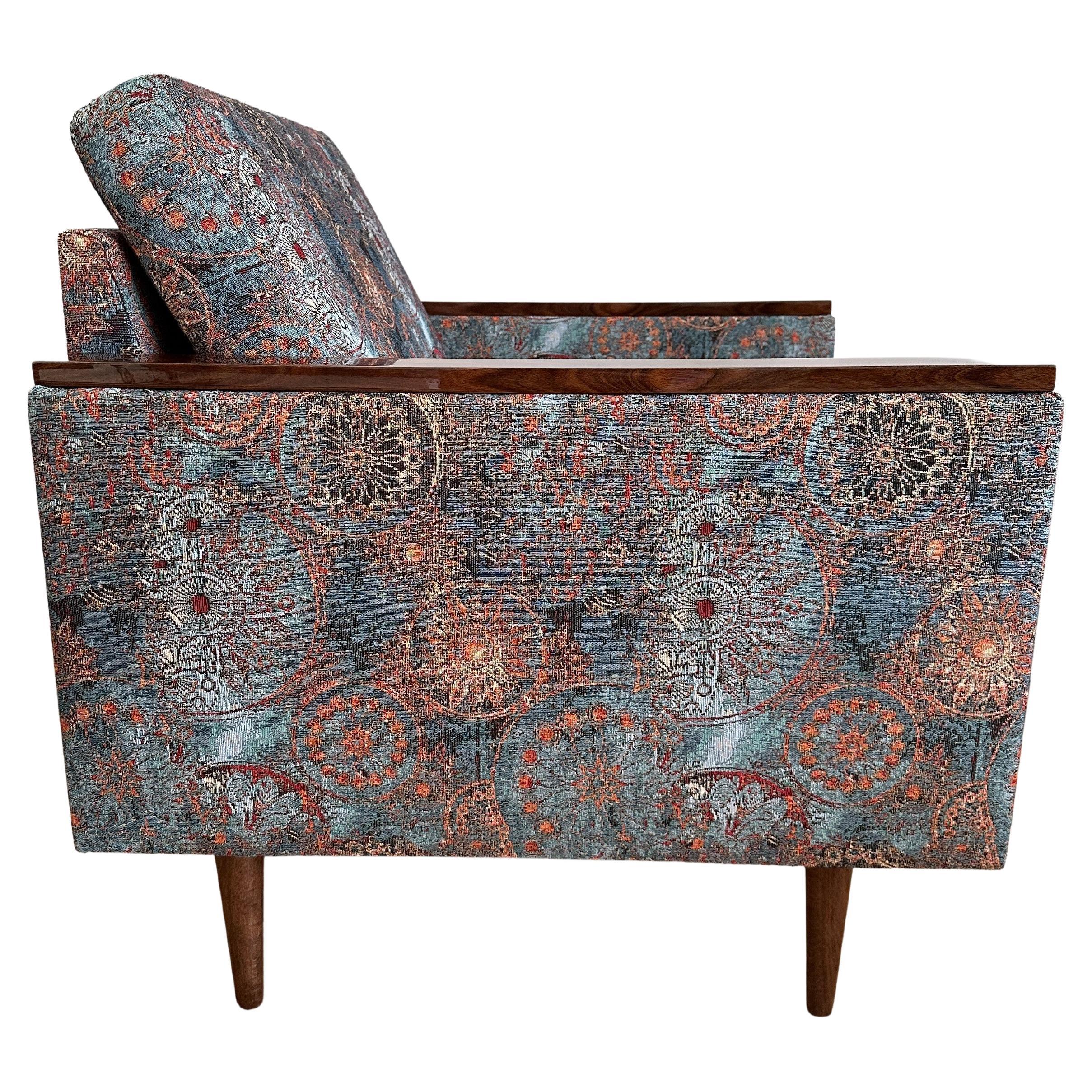 Midcentury Geometric Armchair with Ethnic Pattern, Europe, 1970s