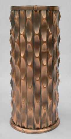 Midcentury Geometric Art Shaped Umbrella Stand in Copper, 1960s
