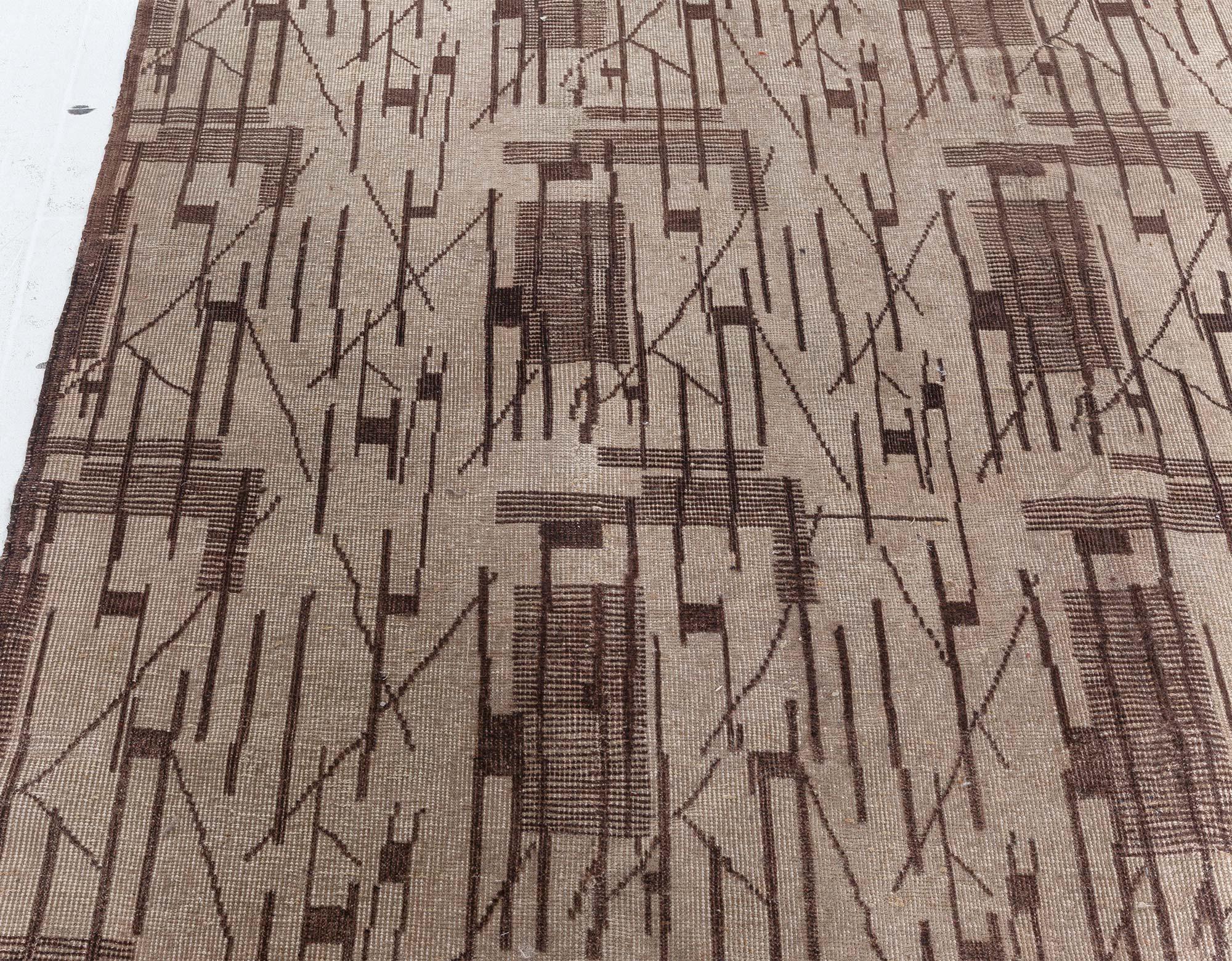 Hand-Knotted Midcentury Geometric European Rug For Sale