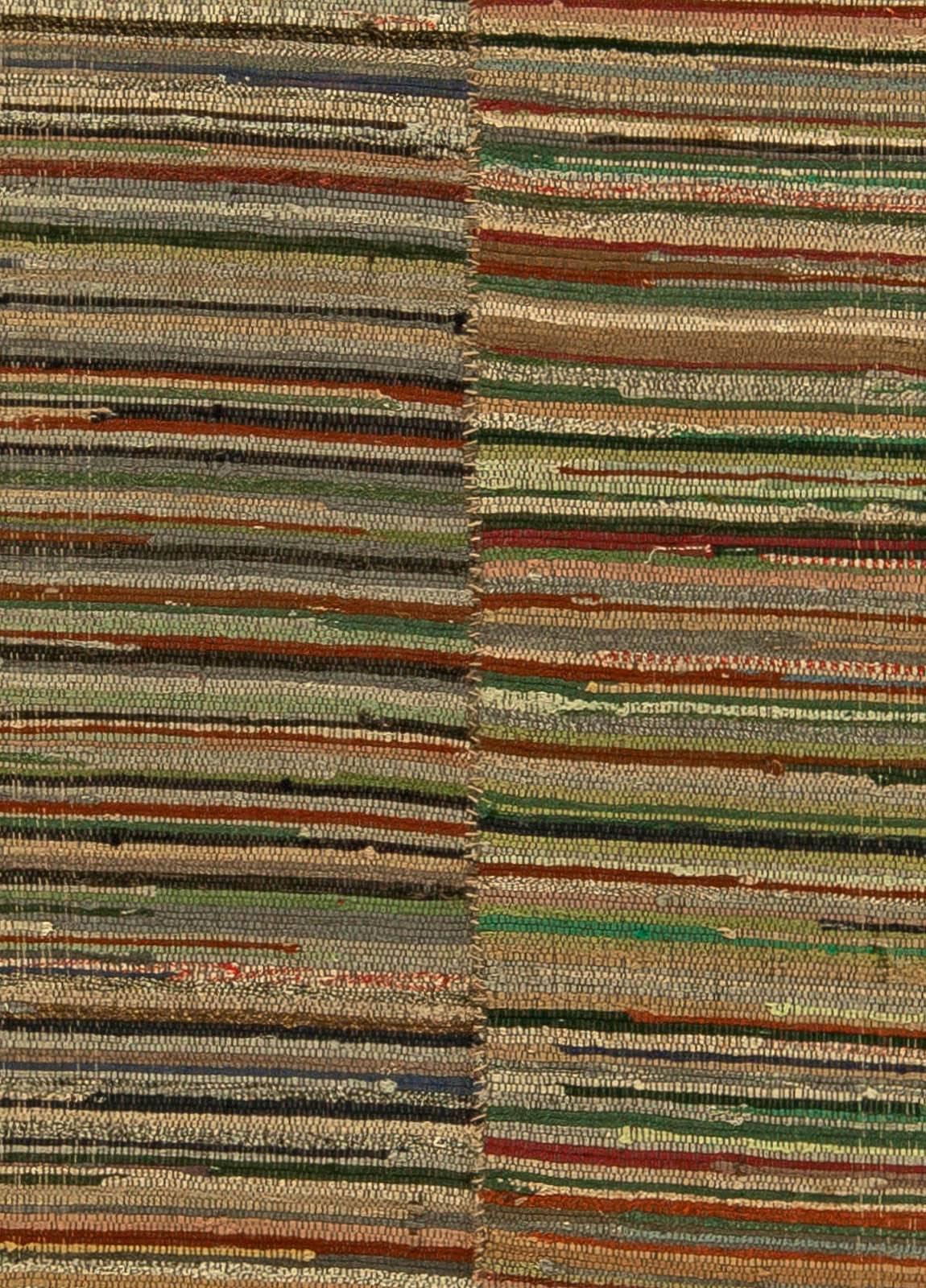 Midcentury geometric handmade wool American Rag rug in red, blue, brown and yellow
Size: 5'8