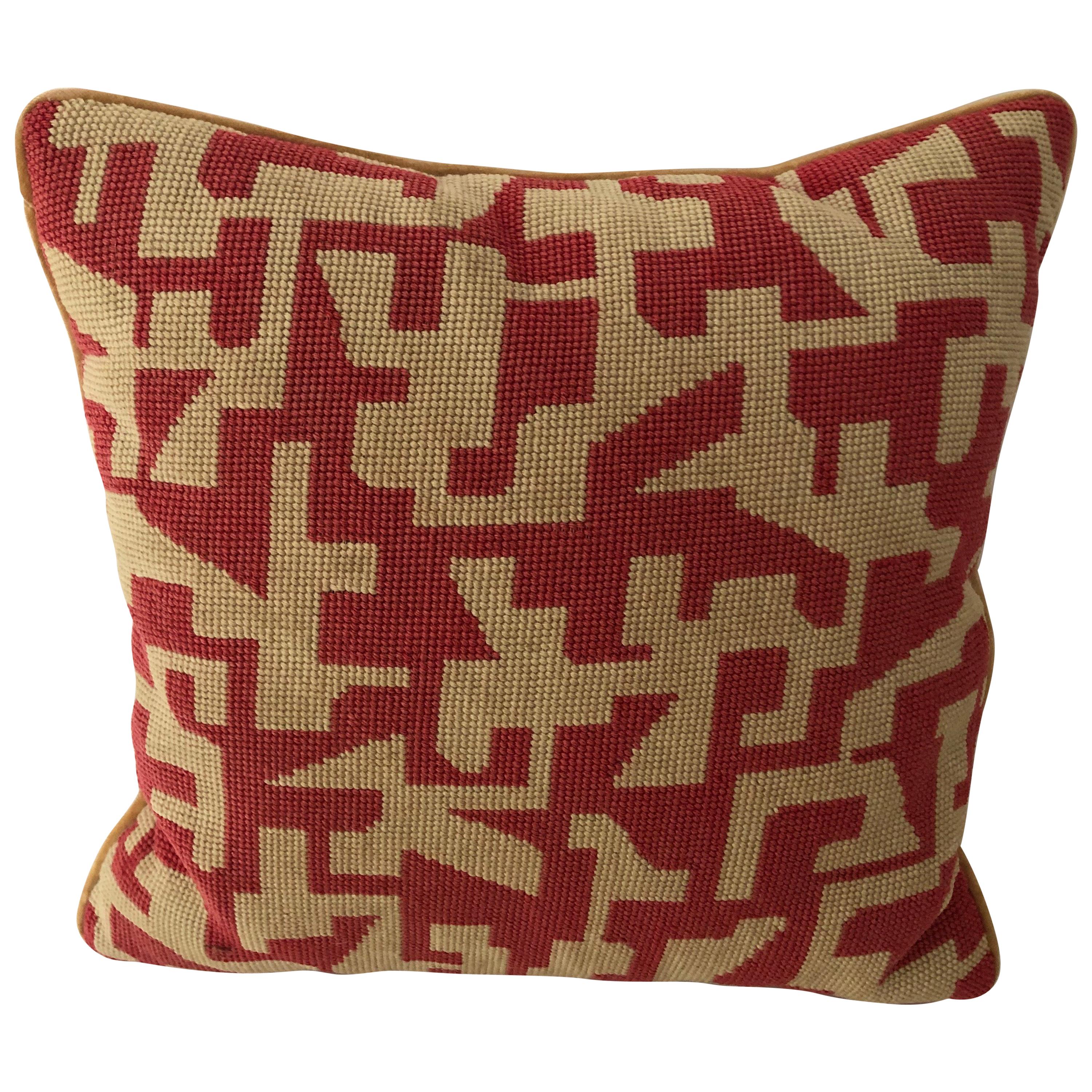 Midcentury Geometric Needlepoint Pillow