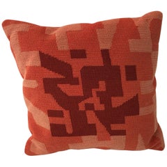 Vintage Midcentury Geometric Needlepoint Pillow