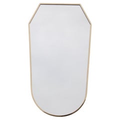 Midcentury Geometric Shape Wall Mirror in Solid Brass 1950s Made in Italy
