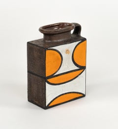 Midcentury Geometric Vase in Glazed Ceramic by Bitossi, Italy 1960s
