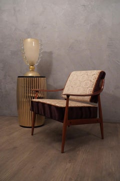 Midcentury Geometric Velvet Italian Armchair, 1950