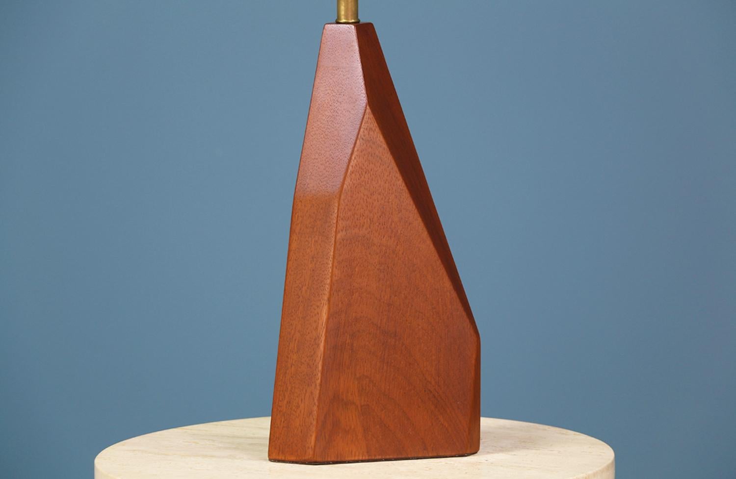Mid-20th Century Midcentury Geometric Walnut Table Lamp
