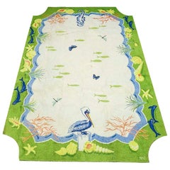 Midcentury George Wells Custom Hand-Hooked Pond Rug, Wool, 1969, The Ruggery Ny