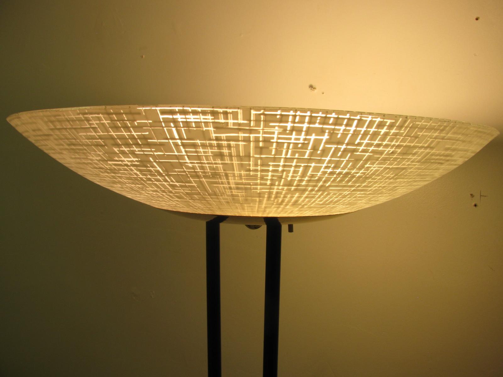 Mid Century Modern Gerald Thurston Torchiere Lamp with Glass Dish Shade