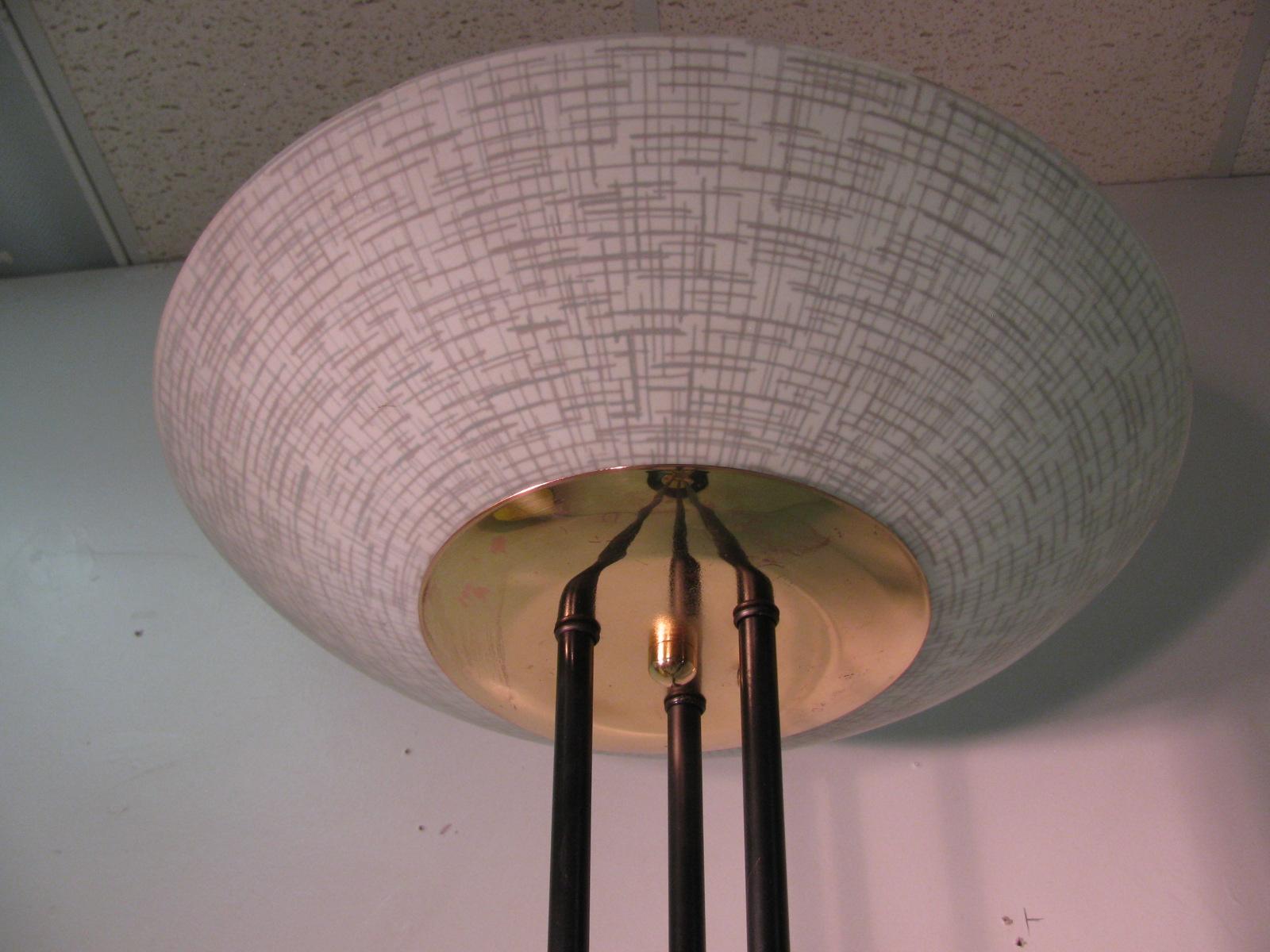 Mid Century Modern Gerald Thurston Torchiere Lamp with Glass Dish Shade