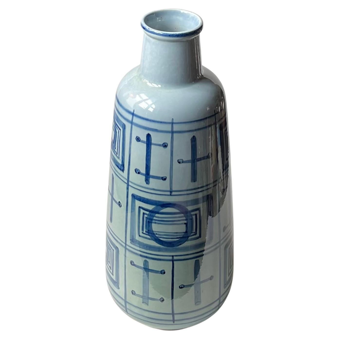 Gerd Hiort Petersen Blaue Keramik-Bodenvase aus der Jahrhundertmitte für Søholm, 1970er Jahre im Angebot