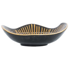 Midcentury German Black Striped Ceramic Dish