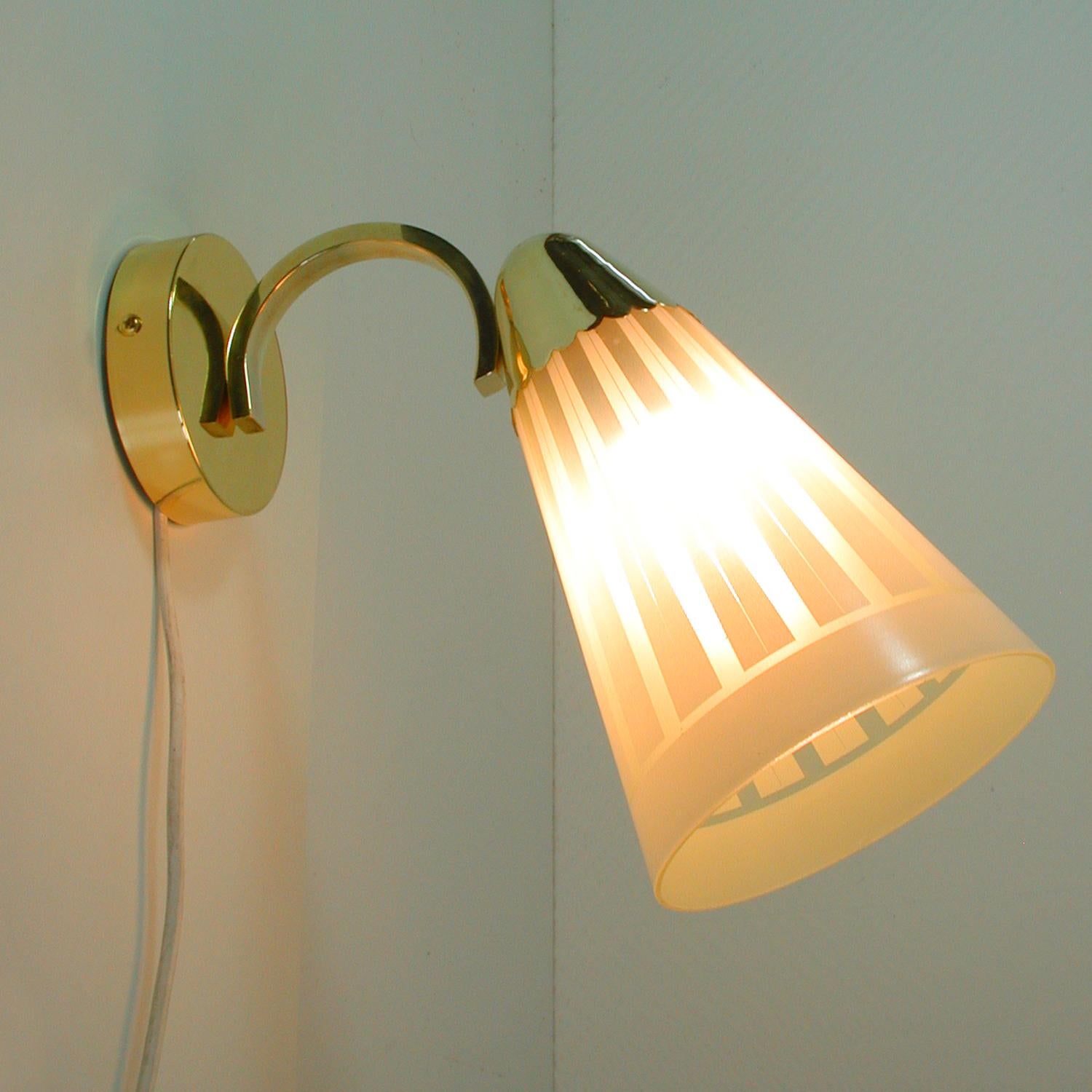 Midcentury German Brass and Glass Wall Light Sconce 1950s For Sale 4