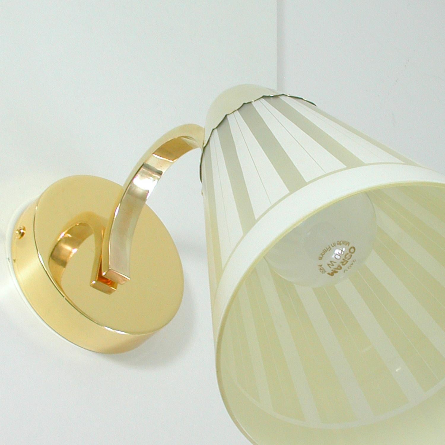 Midcentury German Brass and Glass Wall Light Sconce 1950s For Sale 1
