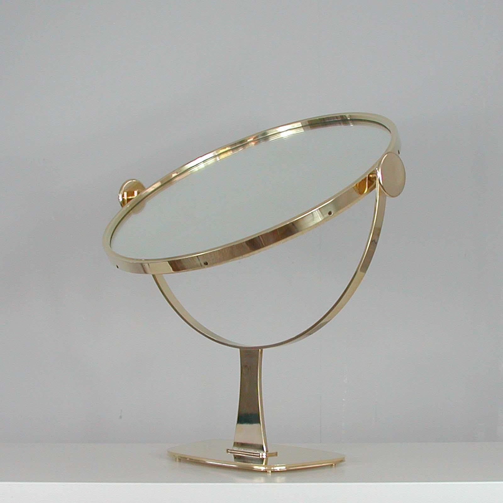 Mid-Century Modern Midcentury German Brass Table Mirror by Vereinigte Werkstätten München, 1960s For Sale