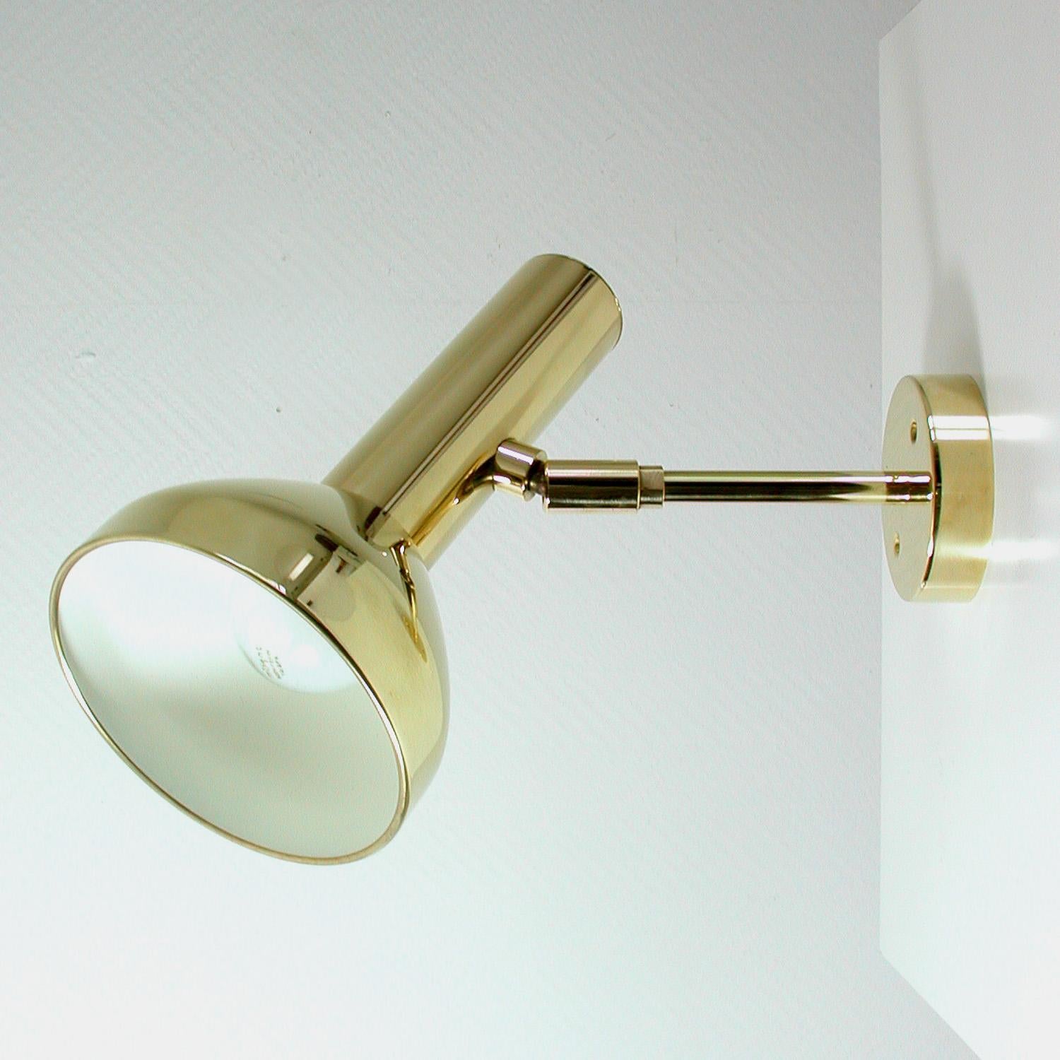 Polished Midcentury German Brass Wall Light Sconce by Cosack, 1960s For Sale