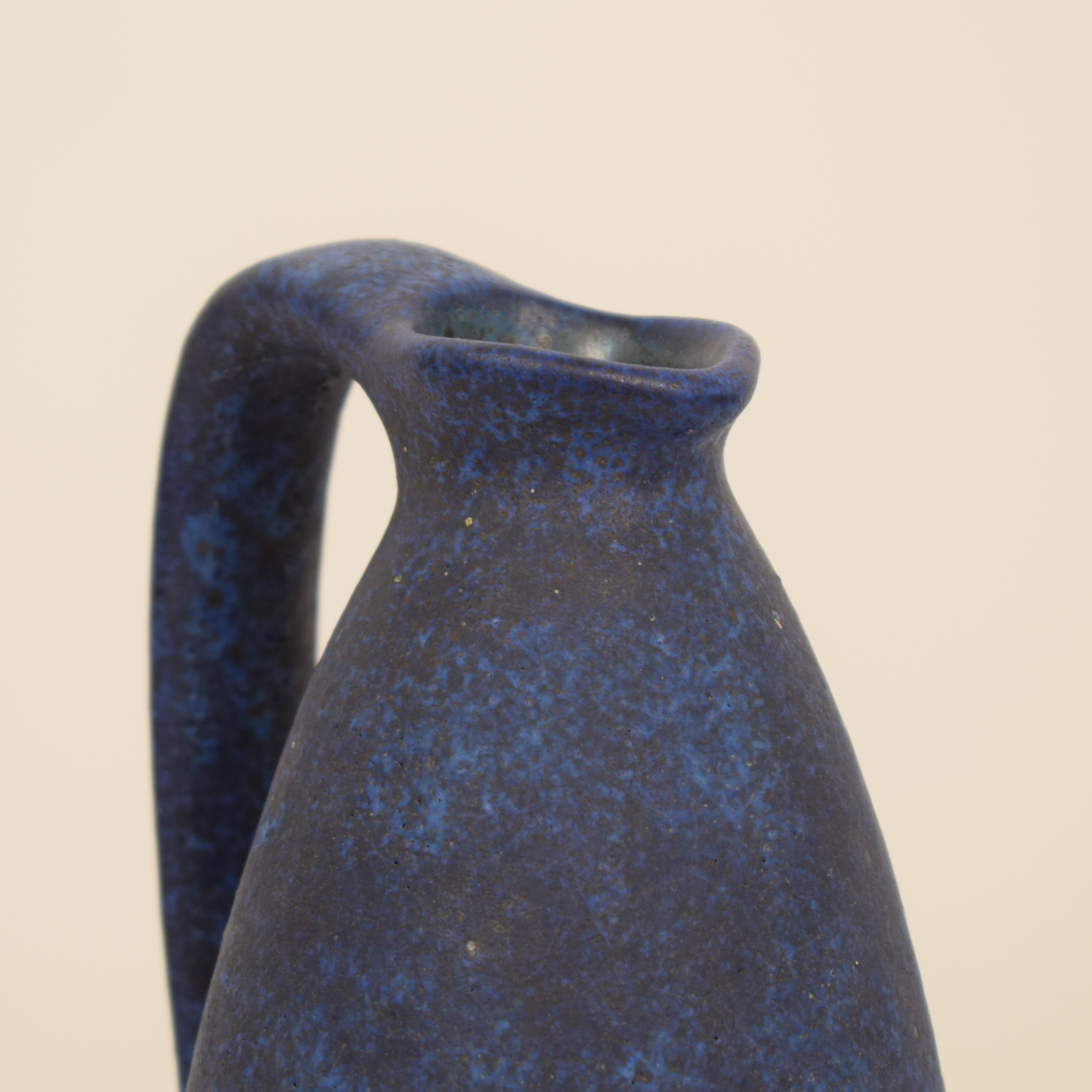 Midcentury German Ceramic Vase or Amphora in Blue, circa 1970 5