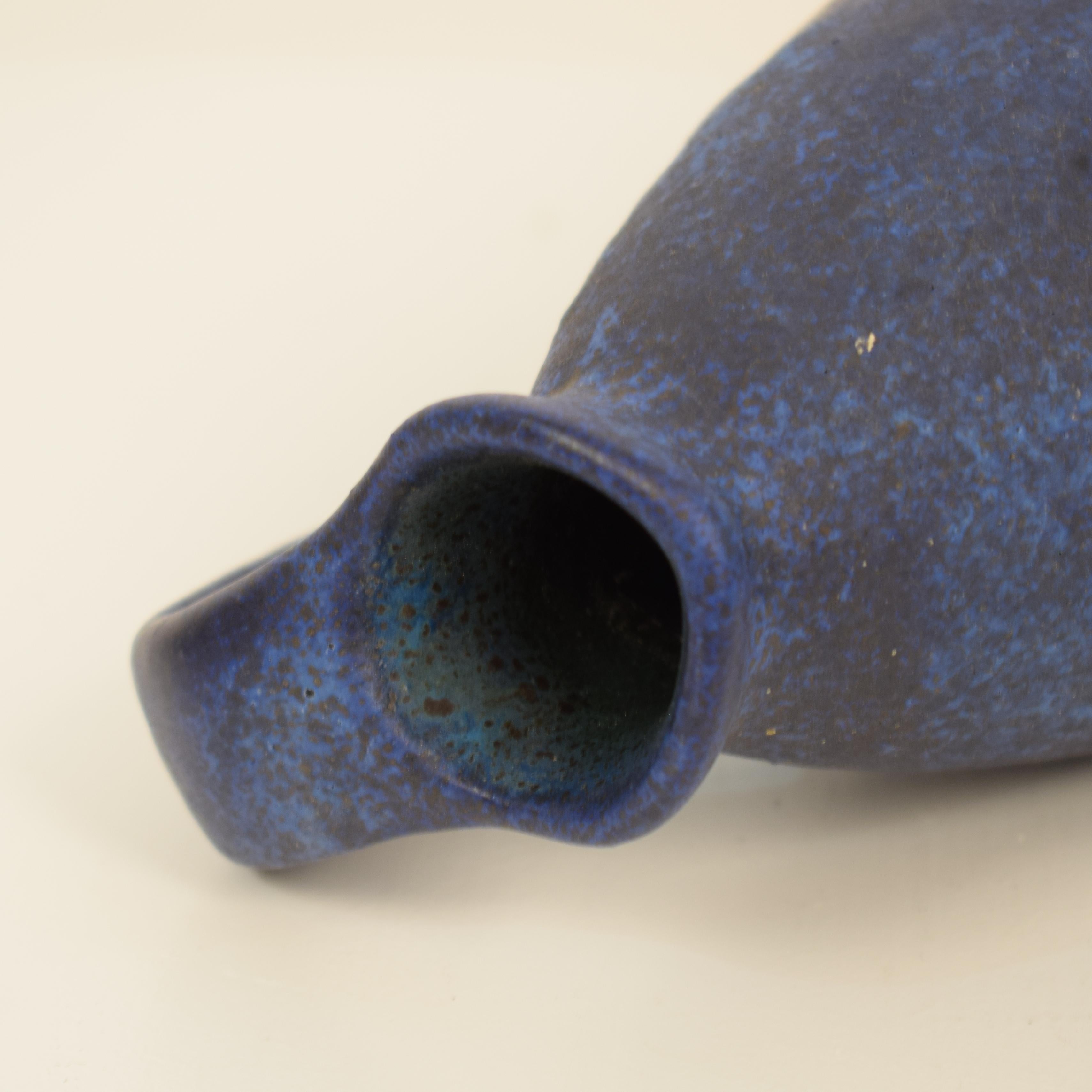Midcentury German Ceramic Vase or Amphora in Blue, circa 1970 7
