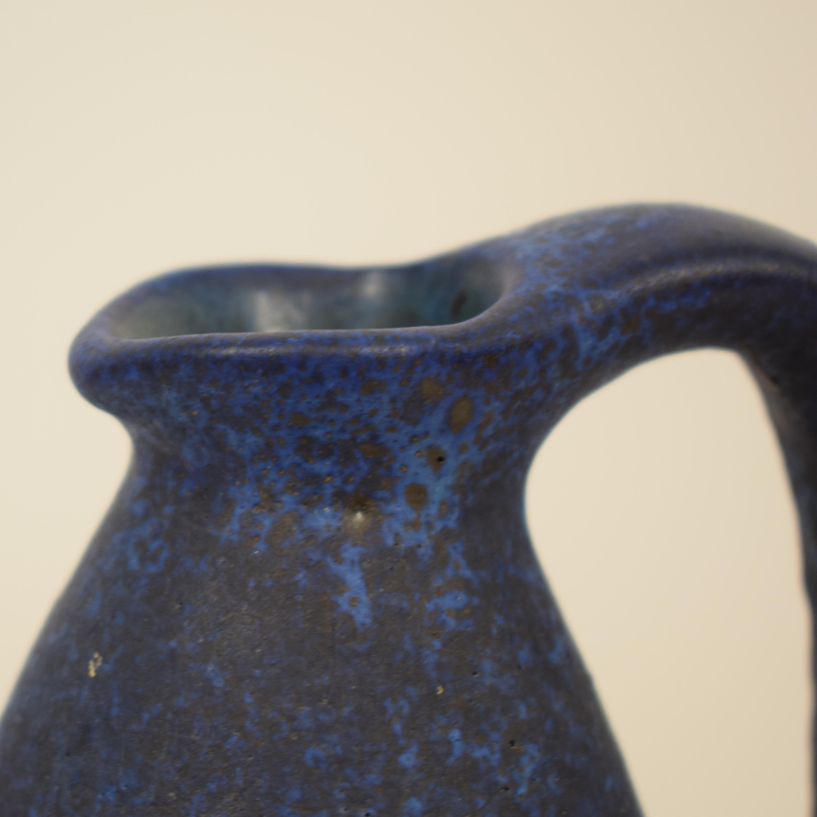 Midcentury German Ceramic Vase or Amphora in Blue, circa 1970 9