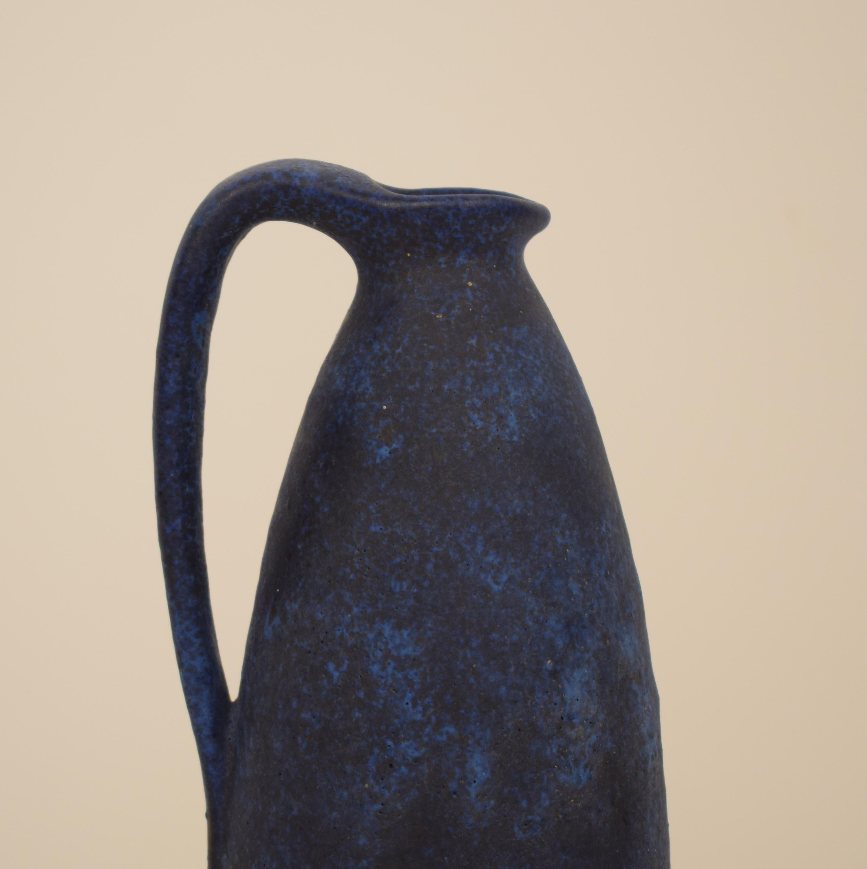 Midcentury German Ceramic Vase or Amphora in Blue, circa 1970 4