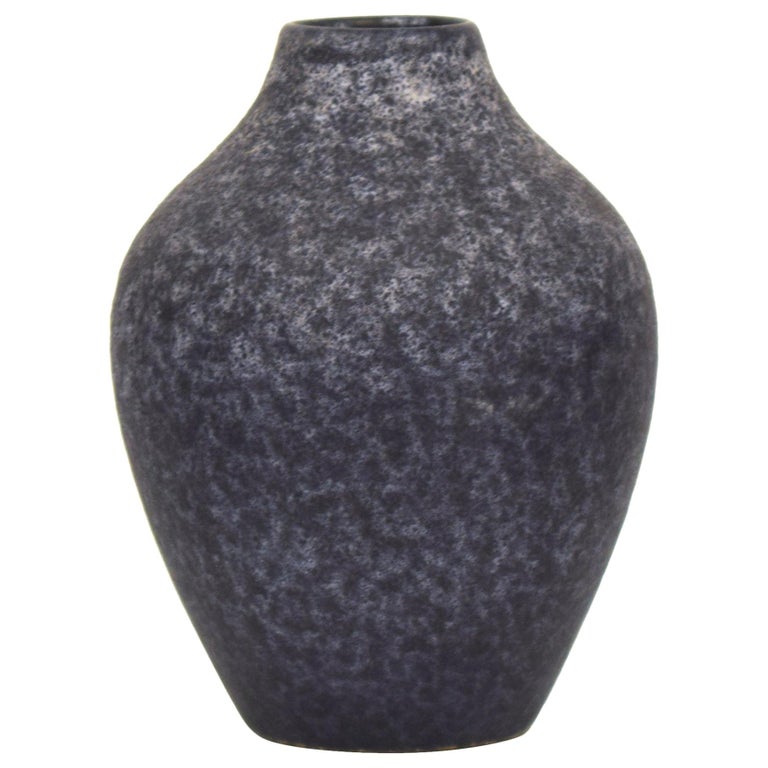 Petit vase japonais en céramique vernissée rayé en forme de pot à