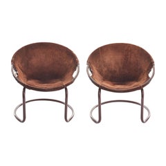 Midcentury German Circle Chairs by Lusch Erzeugnis in Suede