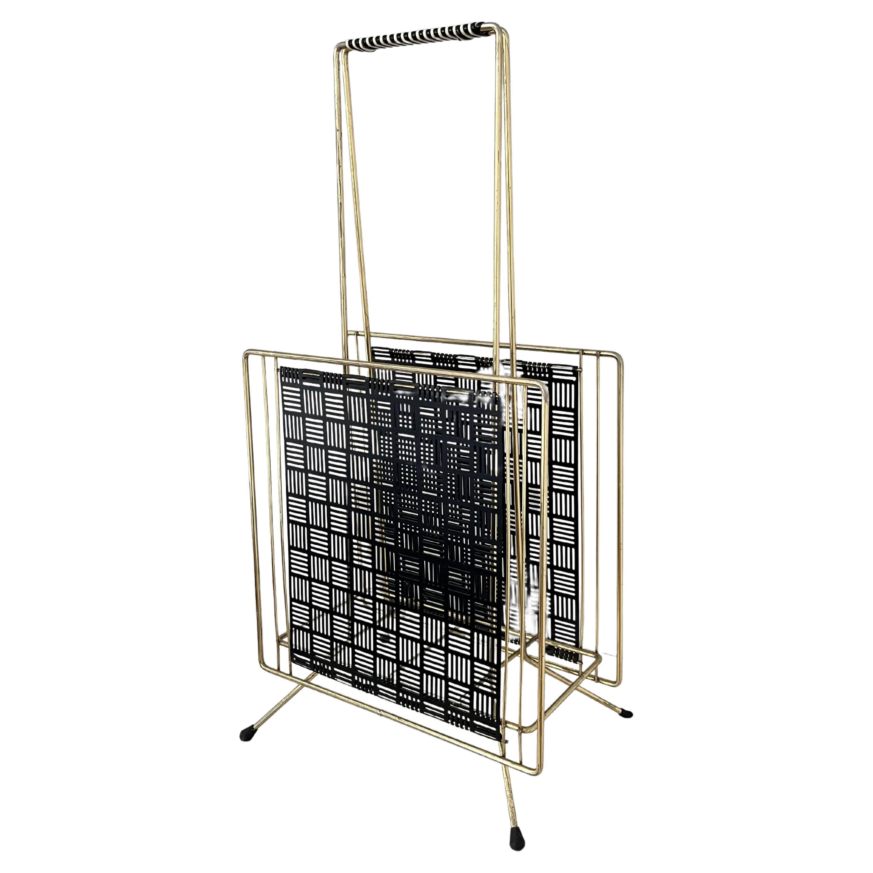 French Midcentury Brass Magazine Holder at 1stDibs