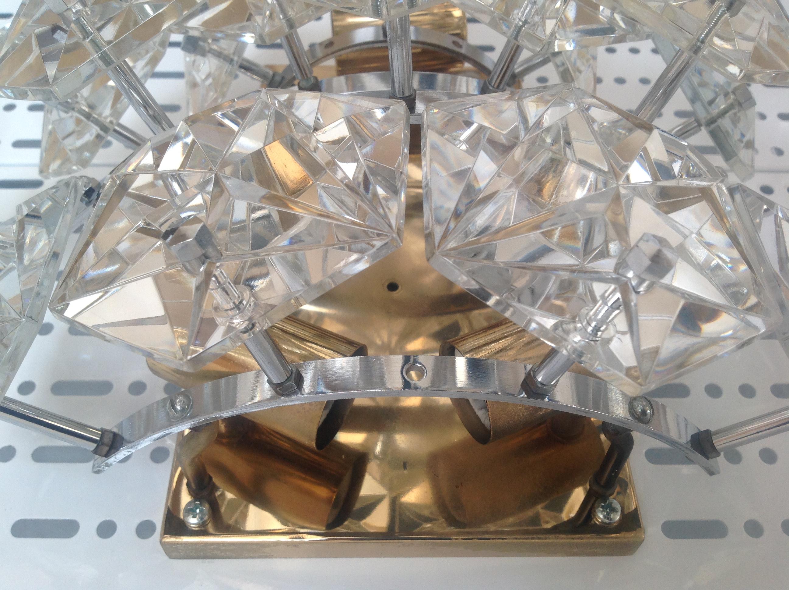 Pareja de grandes apliques de cristal alemanes de mediados de siglo, Kinkeldey, años 60 en venta 3