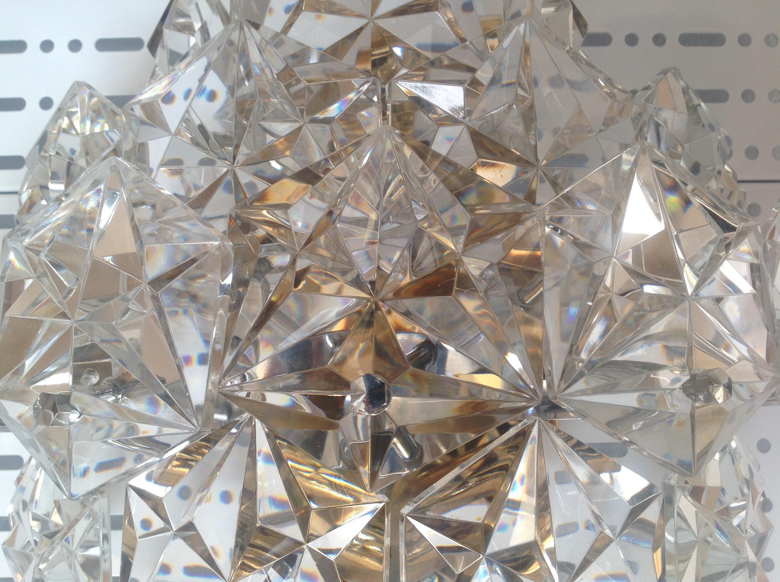 Pareja de grandes apliques de cristal alemanes de mediados de siglo, Kinkeldey, años 60 en venta 4