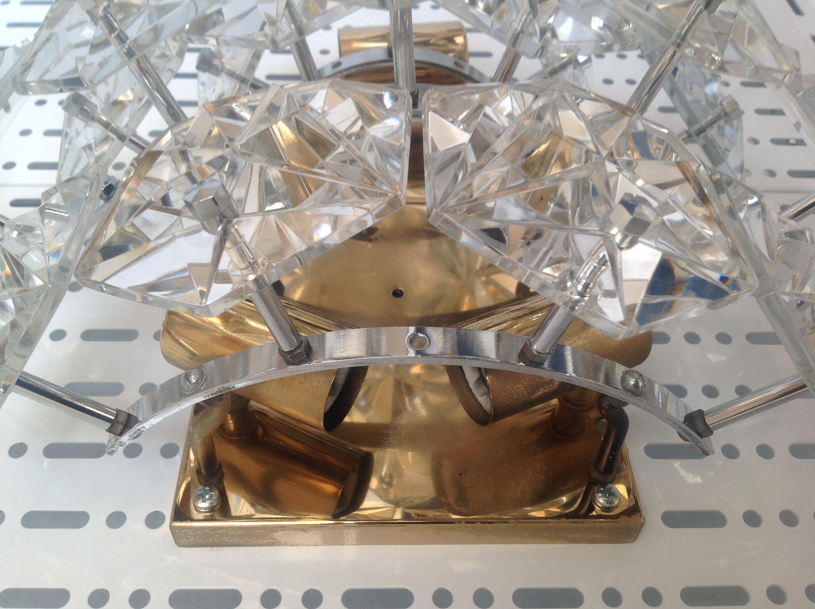 Pareja de grandes apliques de cristal alemanes de mediados de siglo, Kinkeldey, años 60 en venta 6