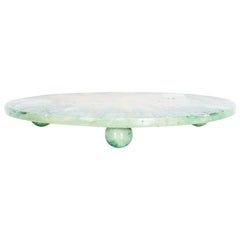 Midcentury German Pale Green Flat Ceramic Platter