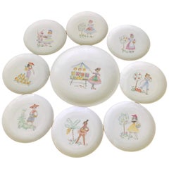 Retro Midcentury German Porcelain Decorative Dessert Plate Set of 9 Heinrich Bavaria