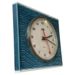 Mid Century German Porcelain Wall Clock in Blue Glaze by Gifa, 1960s