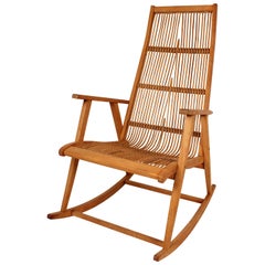 Deutscher Rattan-Schaukelstuhl aus der Jahrhundertmitte, 1960er Jahre