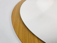 Miroir en bois rond allemand du milieu du siècle:: Allemagne:: années 1960