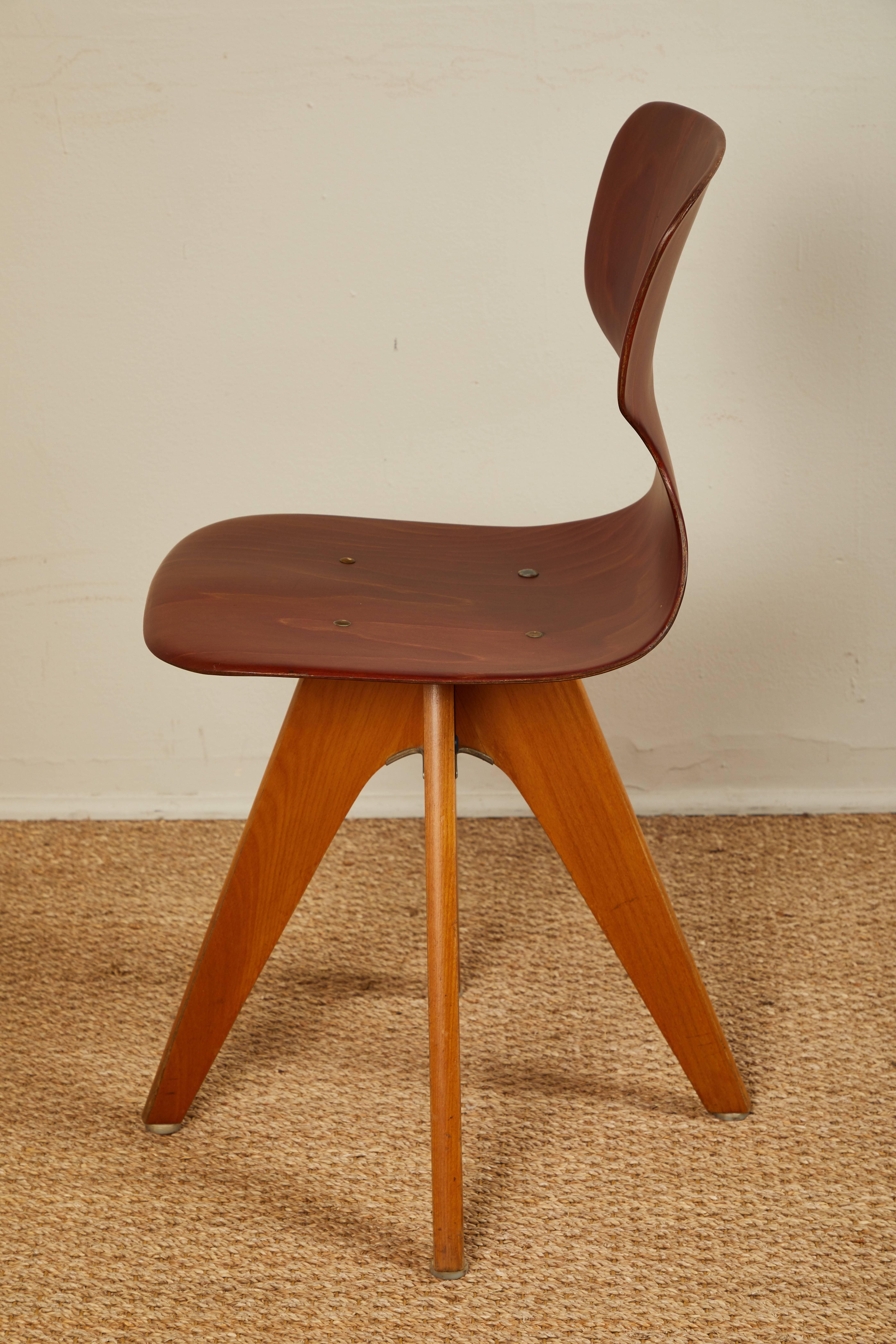 Wood Mid Century German School Chairs For Sale