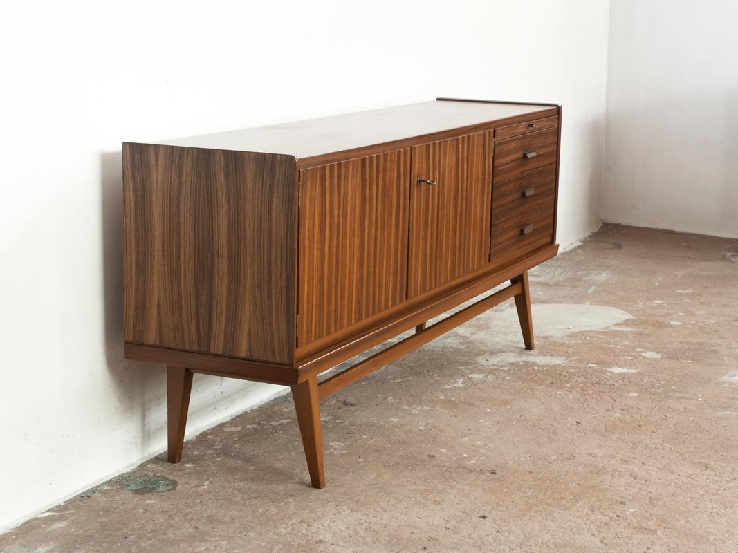 Midcentury German Sideboard in Zebrano Wood by Bär Möbel For Sale 3
