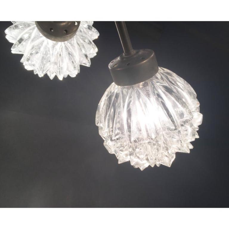 MidCentury German Space Age Glass and Metal Chandelier from Richard Essig, 1960s For Sale 1