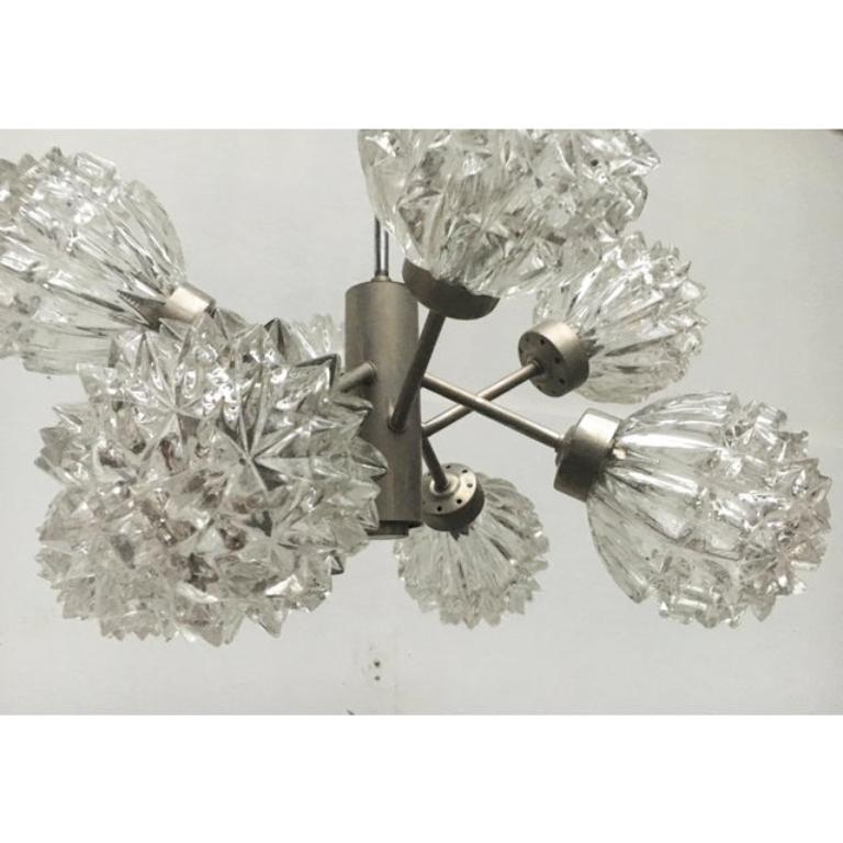 MidCentury German Space Age Glass and Metal Chandelier from Richard Essig, 1960s For Sale 3