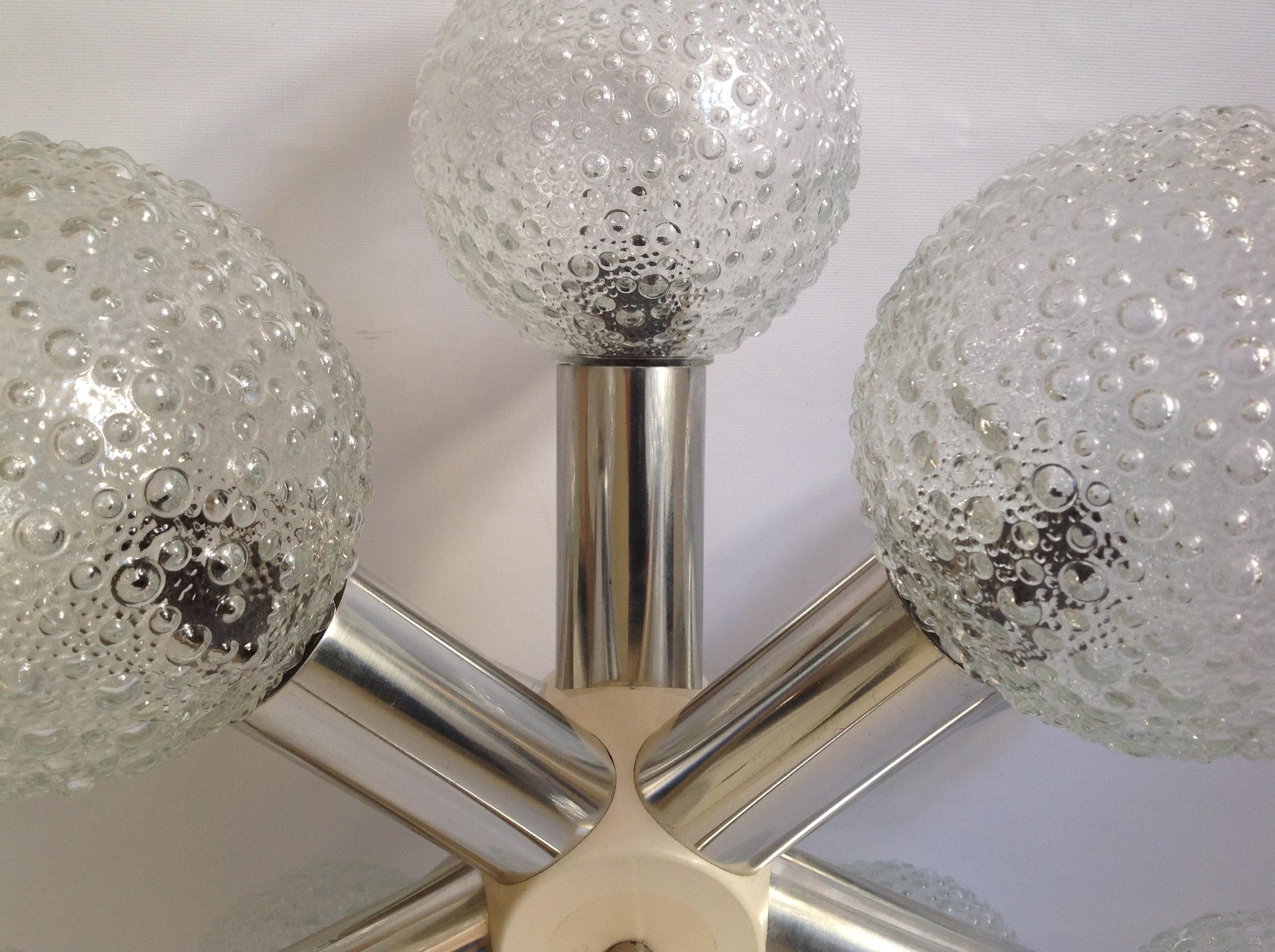 Late 17th Century Midcentury German Sputnik Glass Balls Chandelier, 1970s For Sale