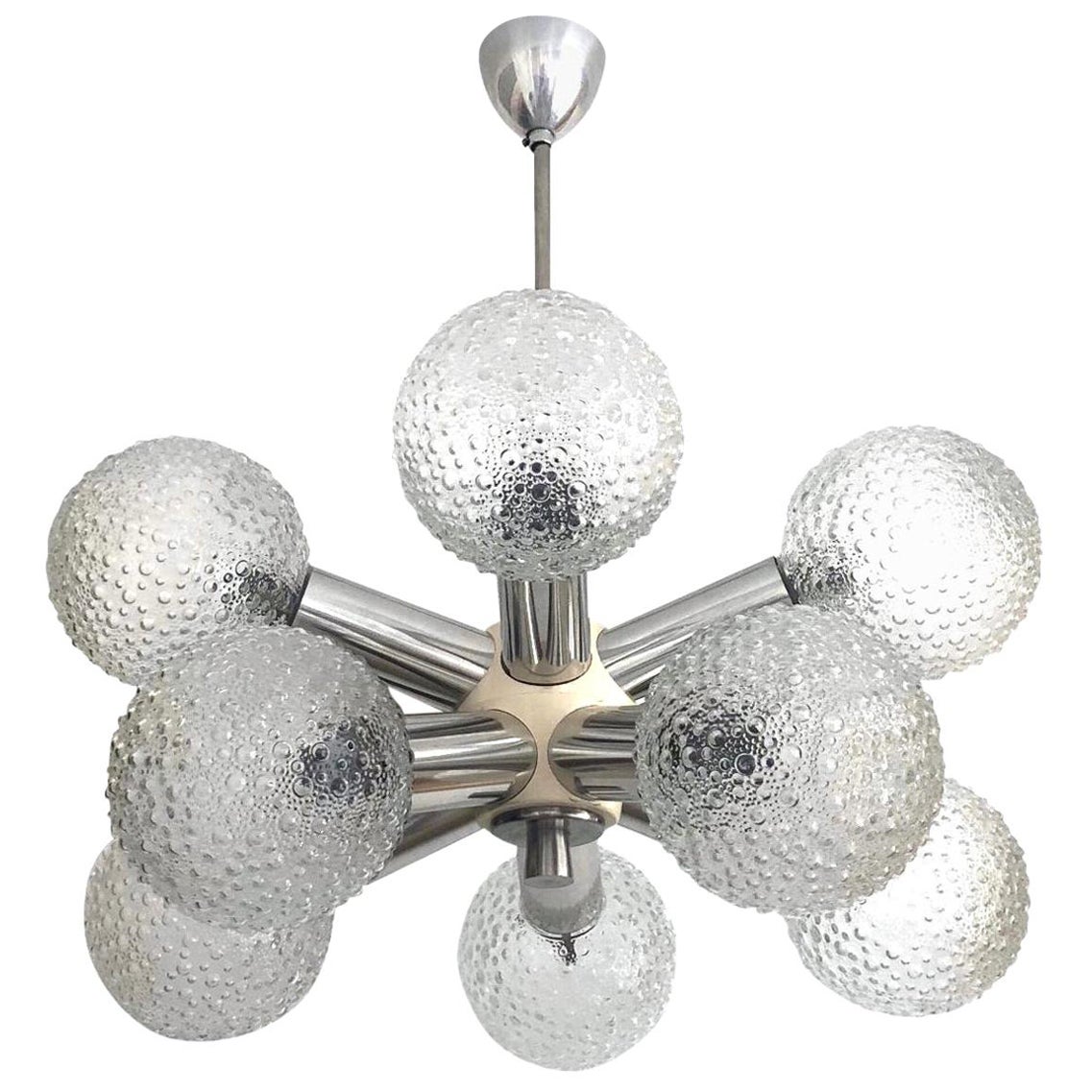 Lampadario tedesco a sfere di vetro Sputnik del Medioevo, anni '70