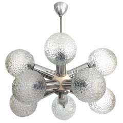 Lampadario tedesco a sfere di vetro Sputnik del Medioevo, anni '70
