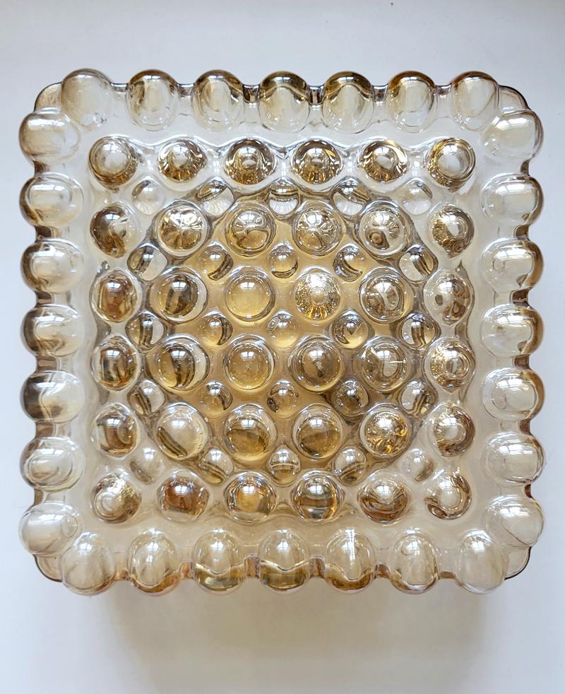 Mid-Century Modern Midcentury German Vintage Amber Glass Ceiling or Wall Light Flushmount, 1960s For Sale