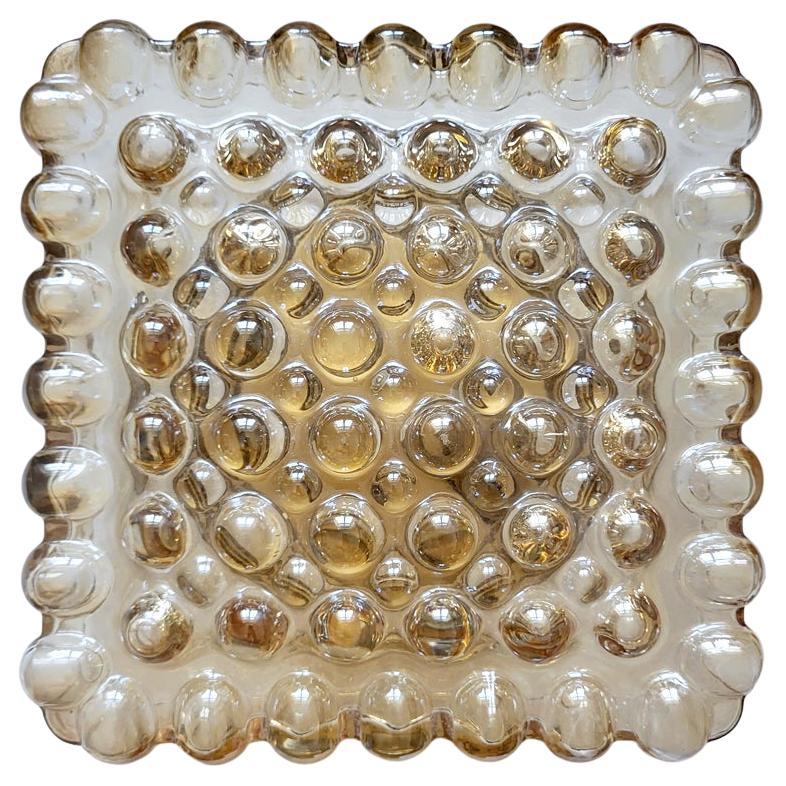 Midcentury German Vintage Amber Glass Ceiling or Wall Light Flushmount, 1960s For Sale