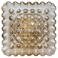 Midcentury German Vintage Amber Glass Ceiling or Wall Light Flushmount, 1960s