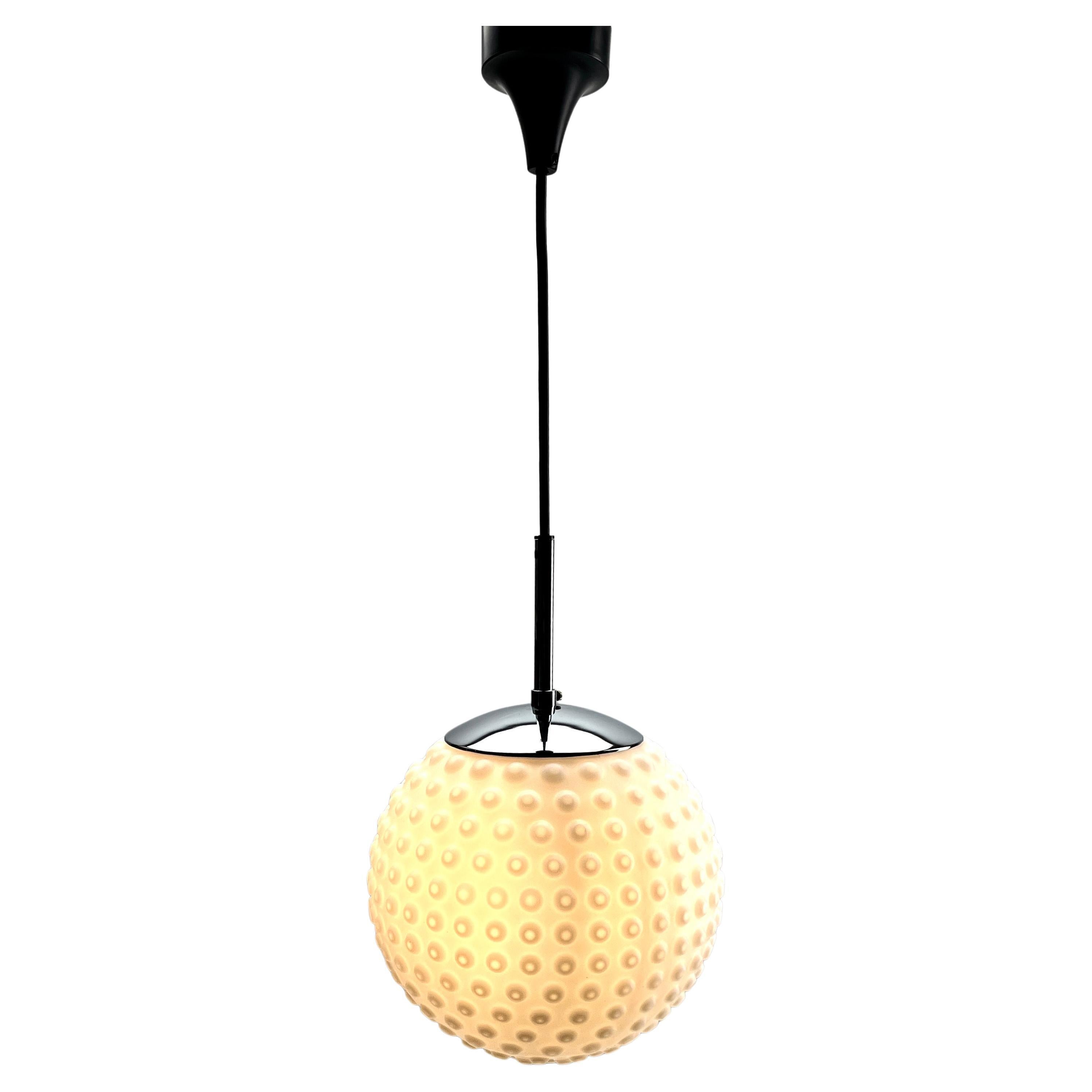 Midcentury Germany VDE Pendant Light, with Optical Opaline Shade
