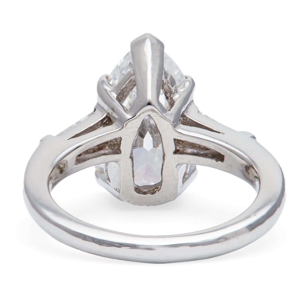 Midcentury GIA 2.82 Carats Pear Cut Diamond Platinum Ring 1
