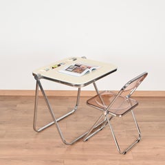 Scrivania Foldes bianca di Giancarlo Piretti "Platone" di metà secolo per Castelli, anni '70